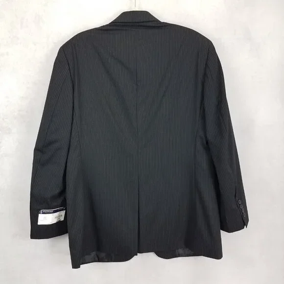 NEW Stafford Signature Men's 40 Regular Wool Blazer Suit Jacket in Black Stripe